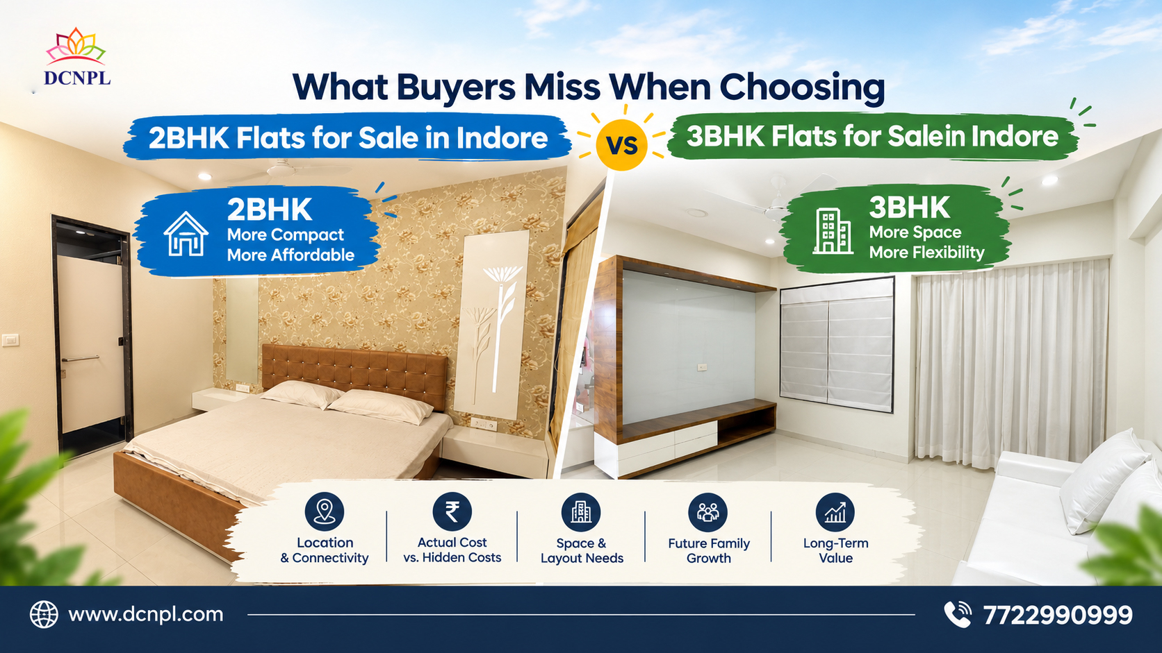 What Buyers Miss When Choosing 2BHK Flats for Sale in Indore vs 3BHK Flats for Sale in Indore