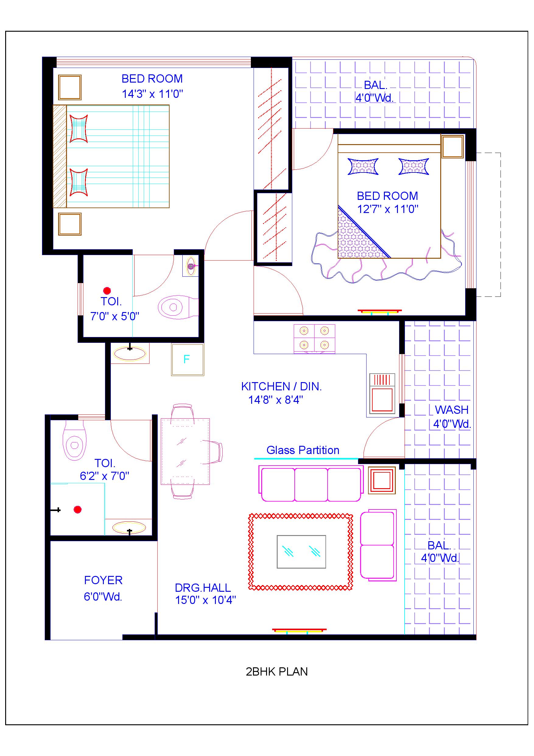 2bhk floor plan