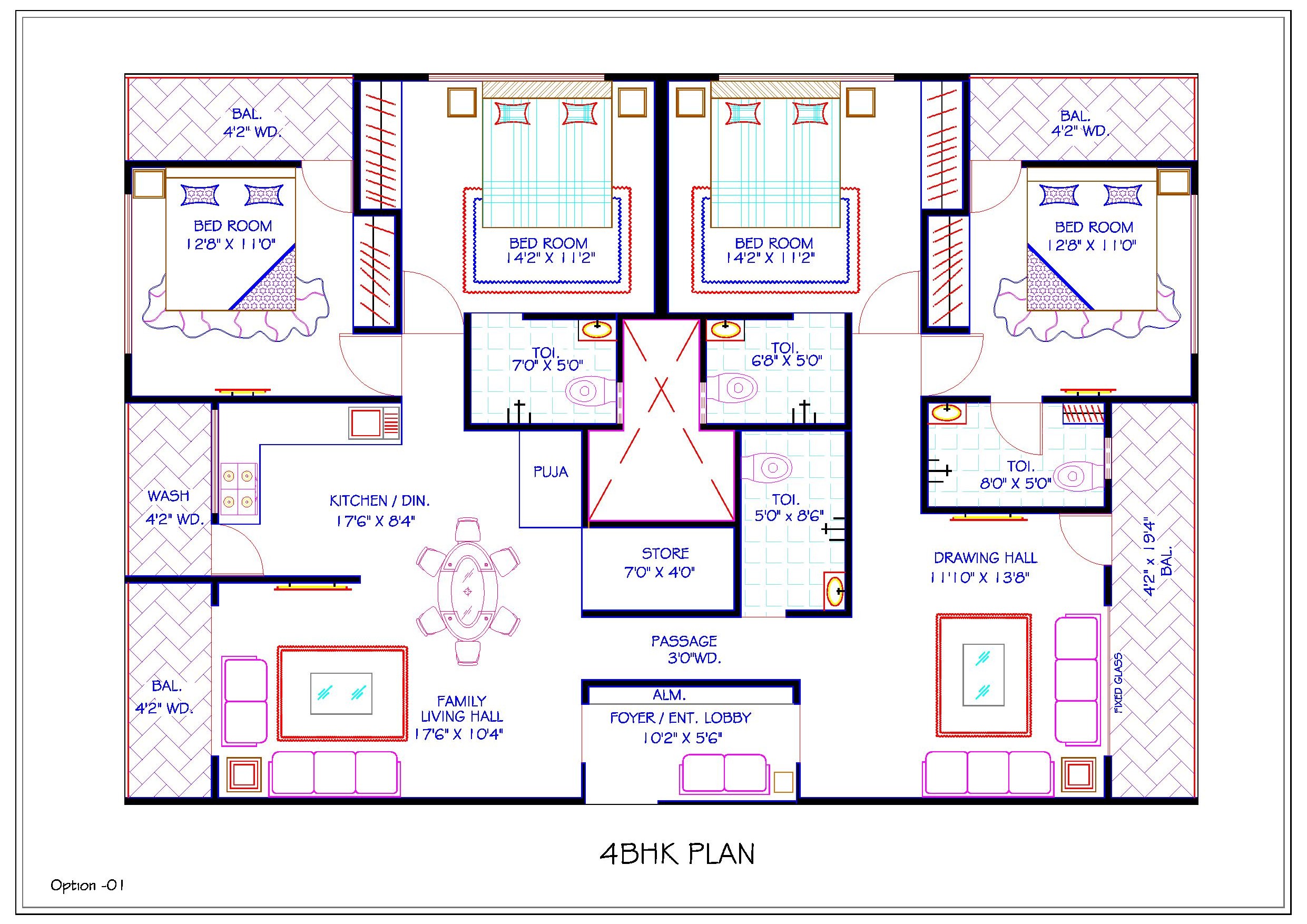 2bhk floor plan